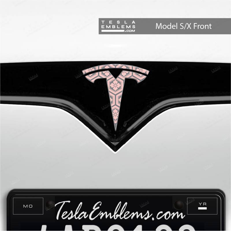 Sakura Hex Tesla Emblem Decals (Front + Back) | Model X