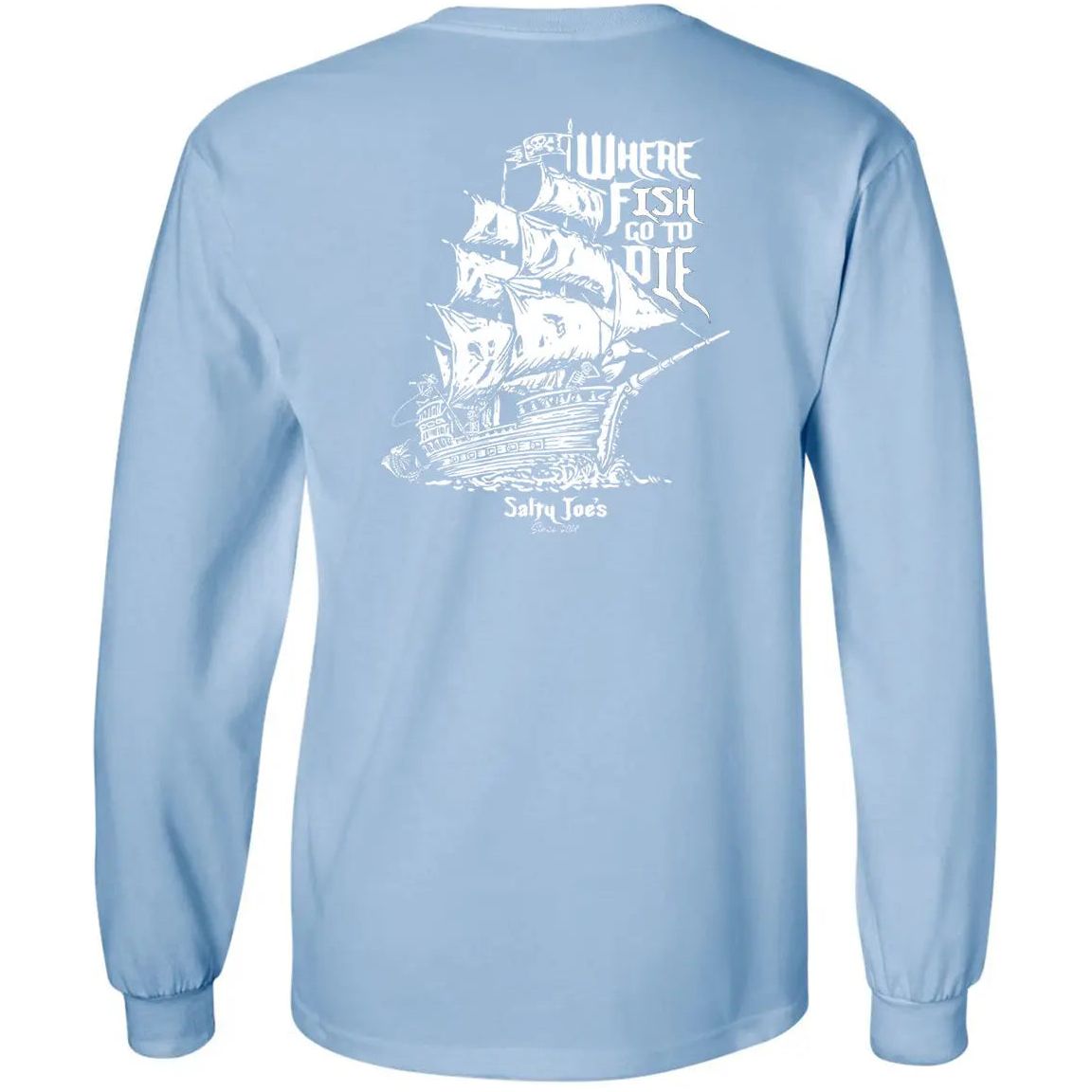 Salty Joe's Skeleton Ship Long Sleeve Fishing T Shirt