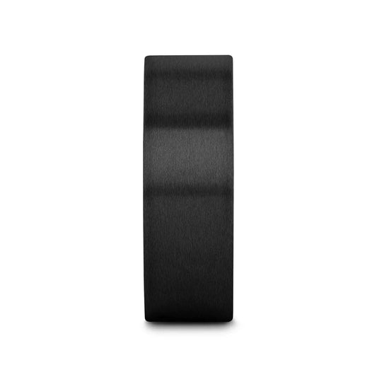 SAN BERNARDINO Brushed Finish Flat Black Titanium Men’s Wedding Band - 6mm & 8mm