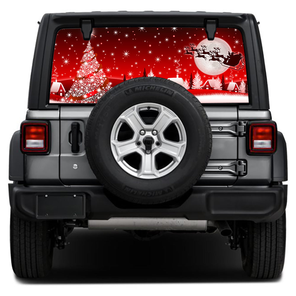 Santa and the Moon Rear Window Decal