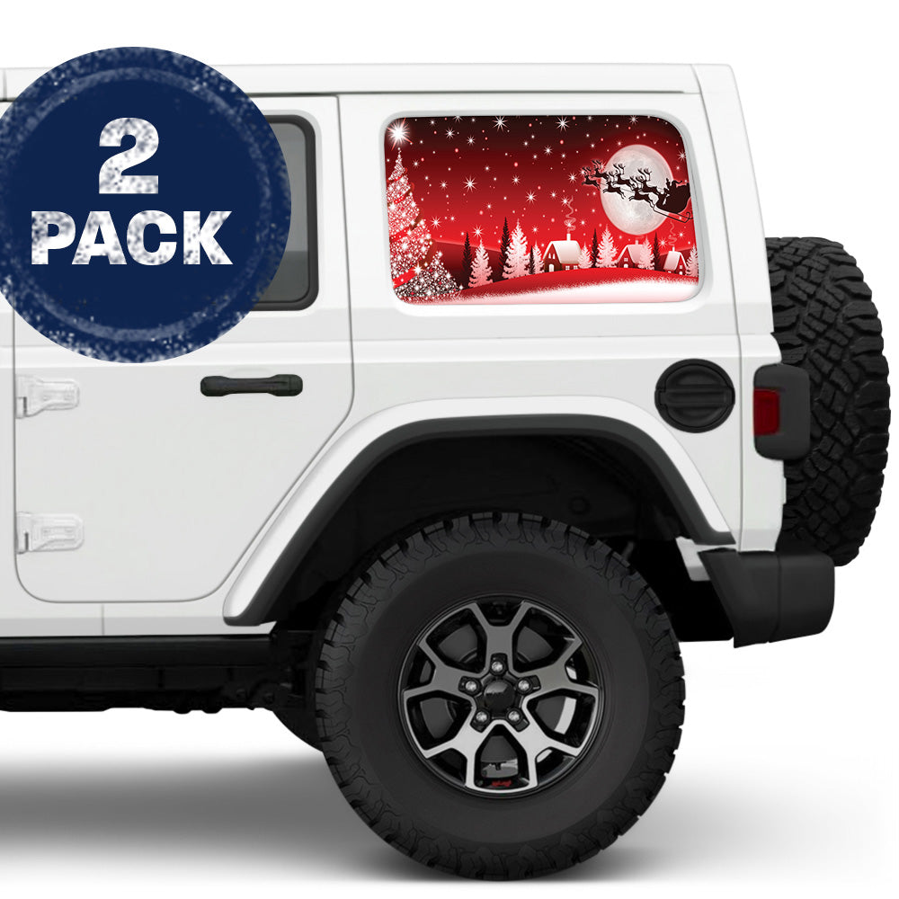 Santa and the Moon Side Windows Printed Vinyl Decal