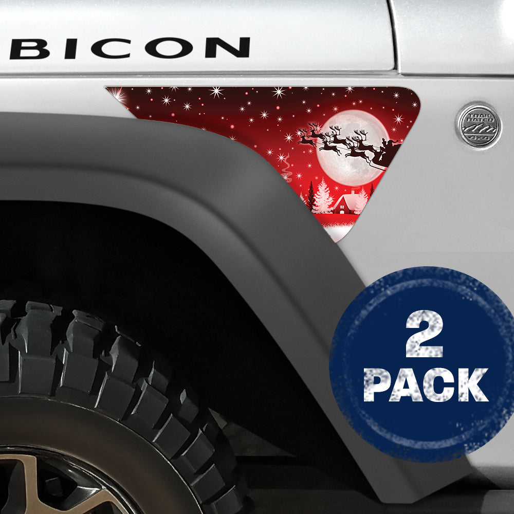 Santa and the Moon 2pc Vinyl Fender Decal