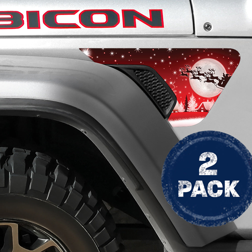 Santa and the Moon 2pc Vinyl Fender Decal