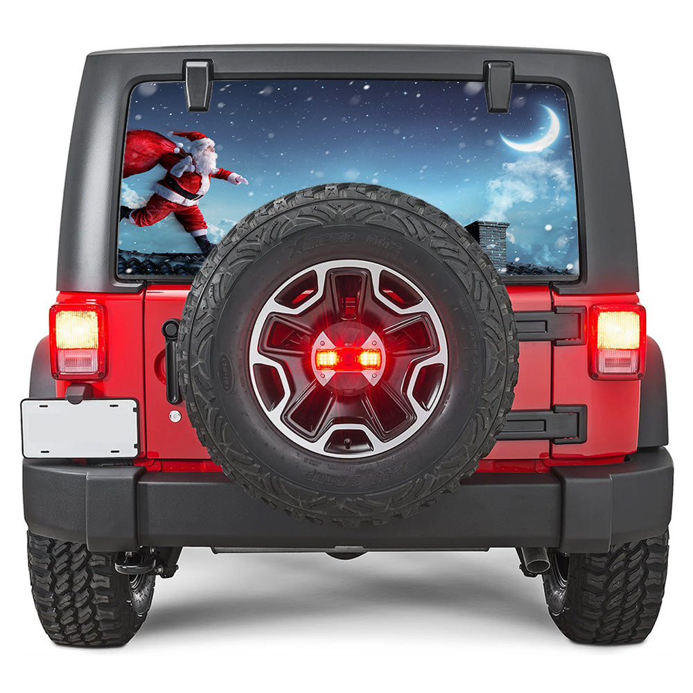 Santa on a Roof Rear Window Decal