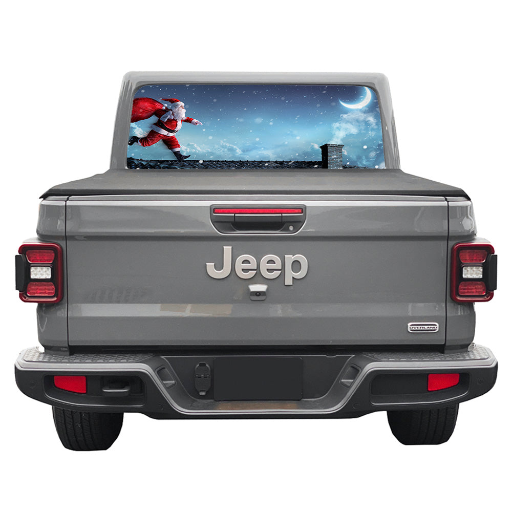 Santa on a Roof Rear Window Decal