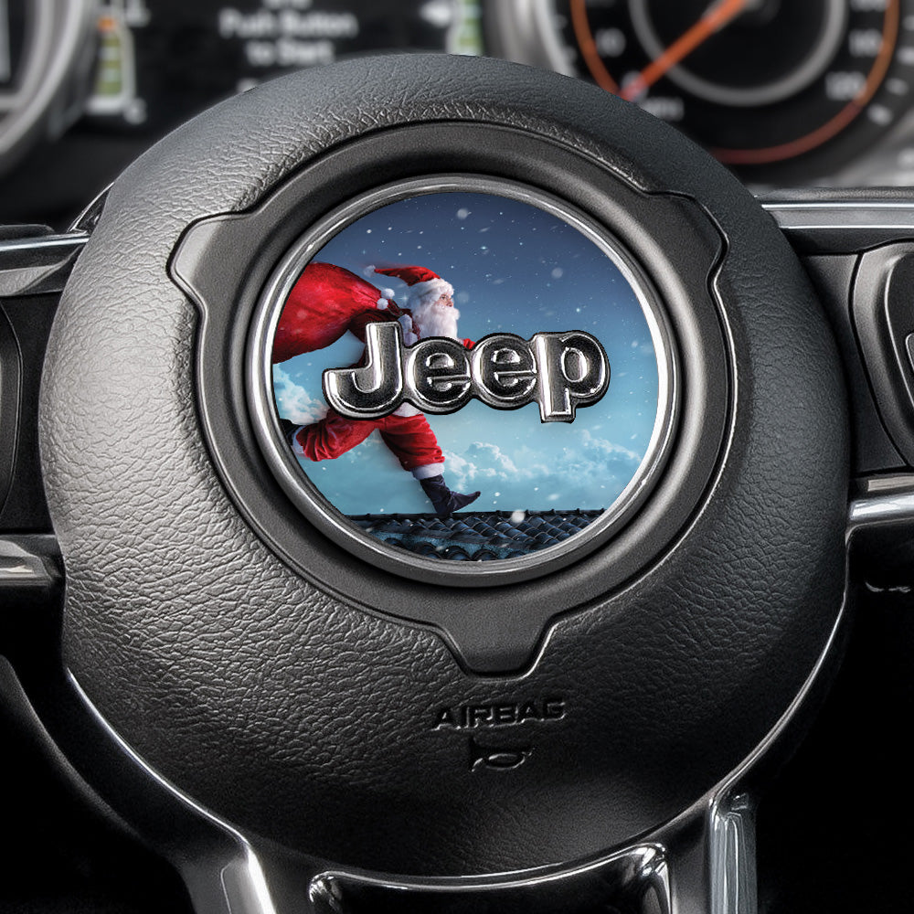 Santa on a Roof Steering Wheel Decal