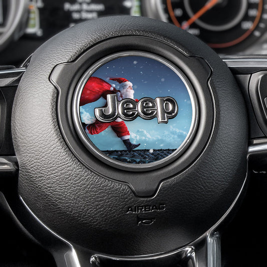 Santa on a Roof Steering Wheel Decal