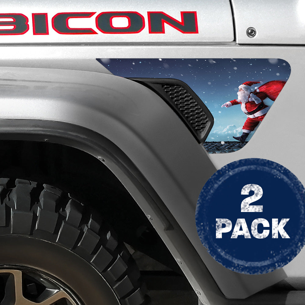 Santa on a Roof 2pc Vinyl Fender Decal