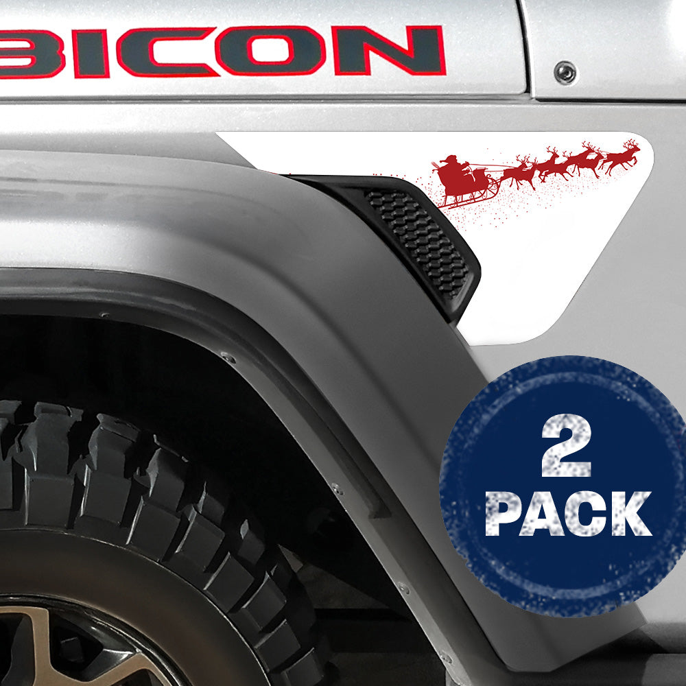 Santas Sleigh 2pc Vinyl Fender Decal