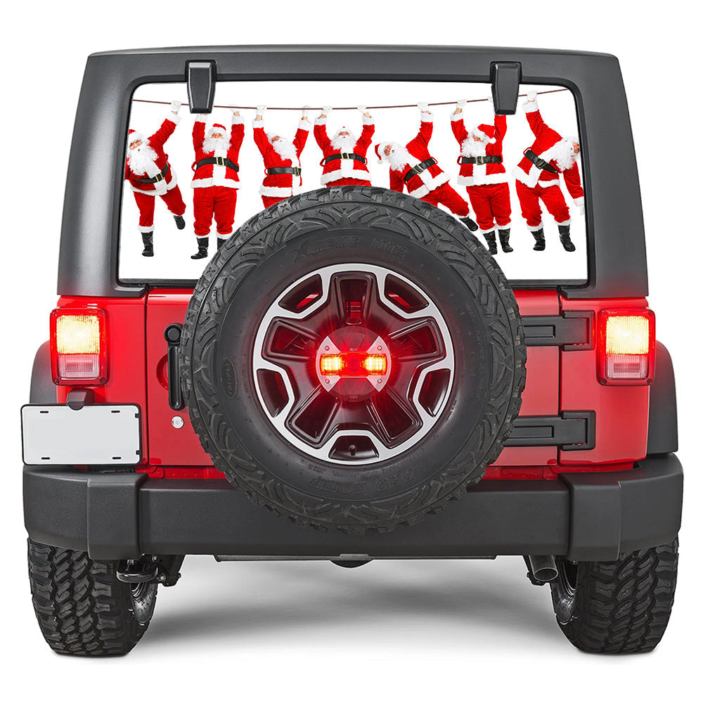 Santa's on a Wire Rear Window Decal