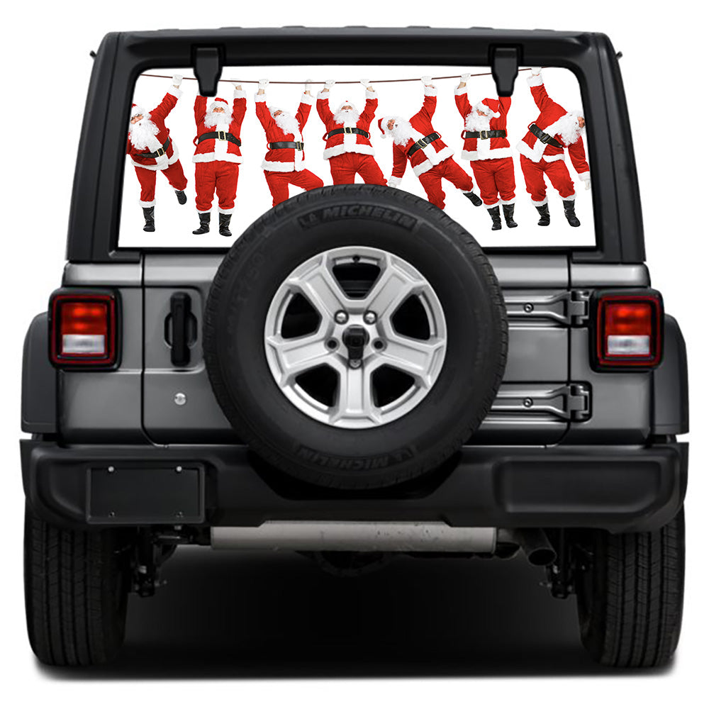 Santa's on a Wire Rear Window Decal
