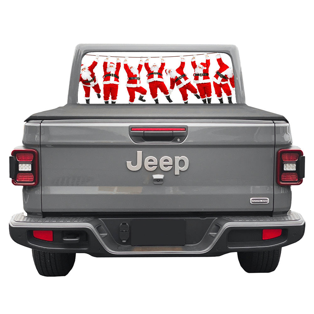 Santa's on a Wire Rear Window Decal