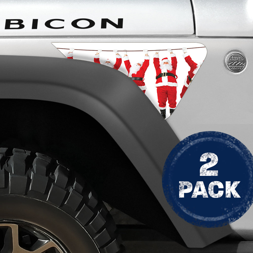 Santa's on a Wire 2pc Vinyl Fender Decal