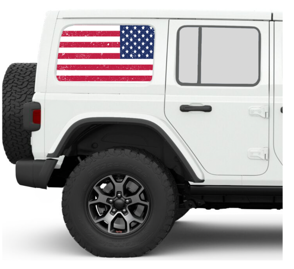 Distressed Old Glory Side Windows Printed Vinyl Decal