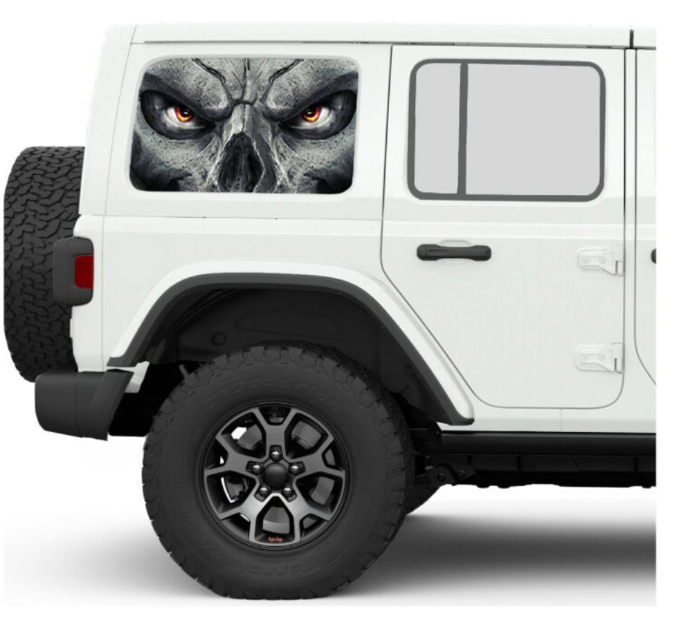 Skull Face Side Windows Printed Vinyl Decal