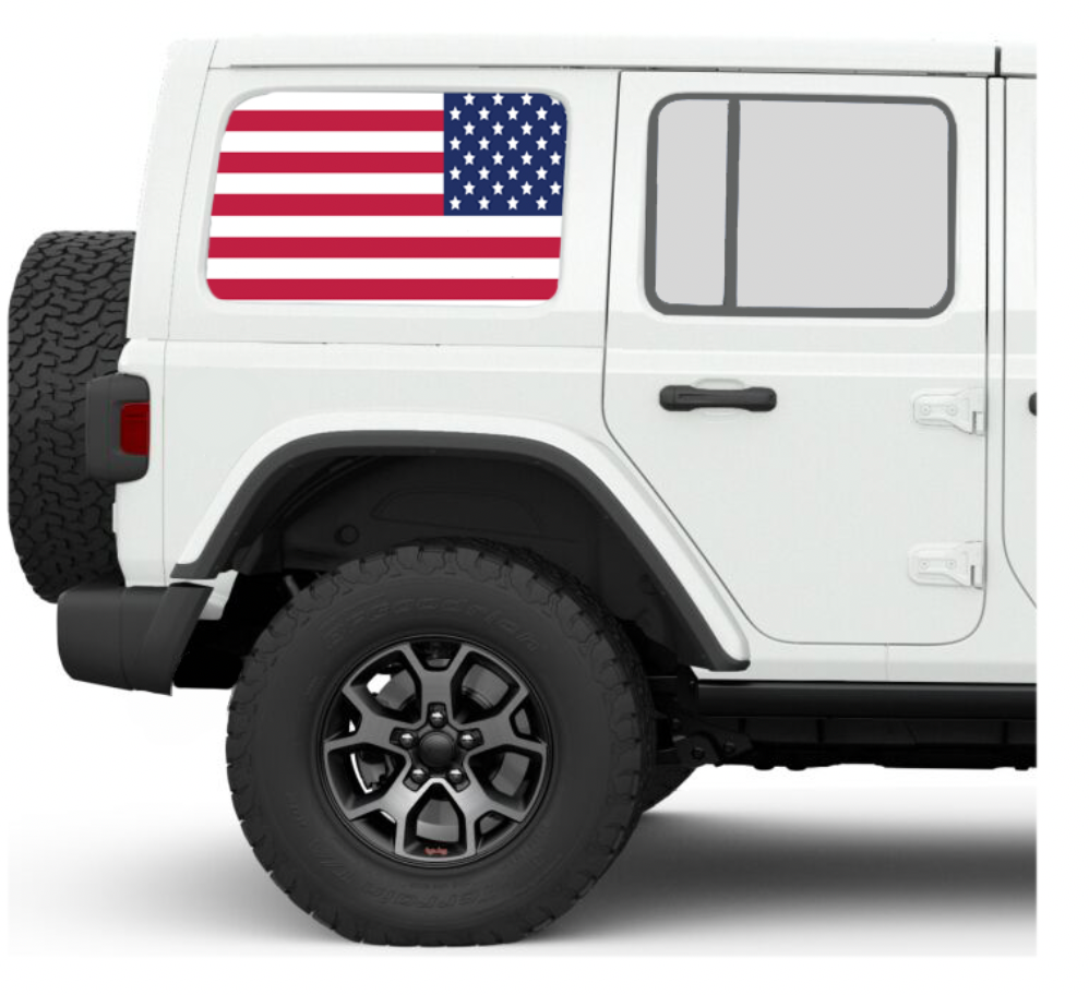 Old Glory Side Windows Printed Vinyl Decal
