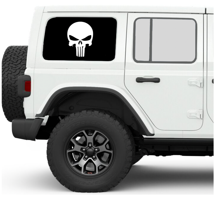 Punisher Black & White Side Windows Printed Vinyl Decal