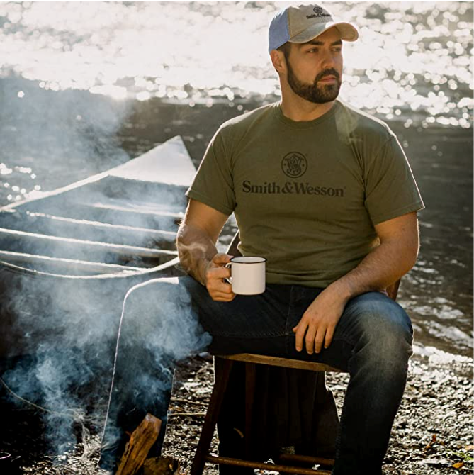 Smith & Wesson® Stacked Logo Men's Short Sleeve Tee - Black
