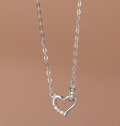 OBSESSION - 18K Gold or Sterling Silver Zircon & Heart Necklace