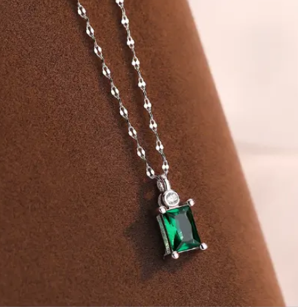 EMERALD SKY - Emerald CZ Necklace in Sterling Silver or 18K Gold