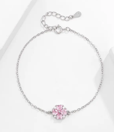 BLOSSOM Accent Bracelet - 925 Sterling Silver with Pink Zircon