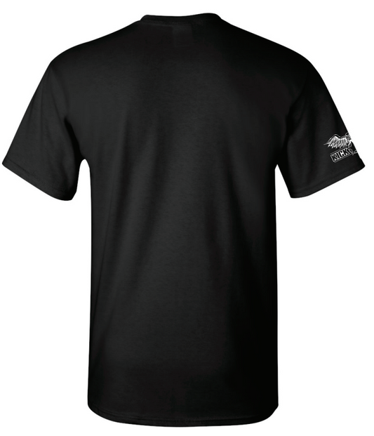 Kick Brass® – Flag Filled Grunge Skull Tee in Black