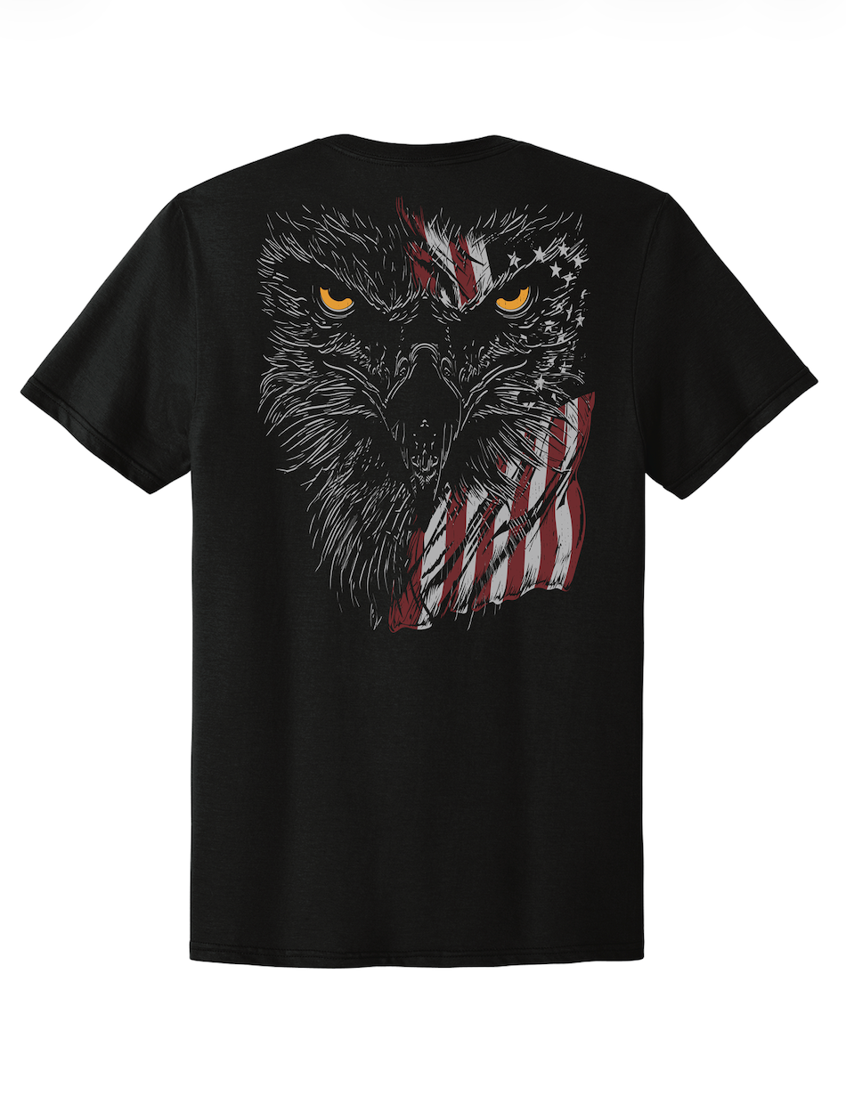 Kick Brass® Eagle Face Flag Tee – Black