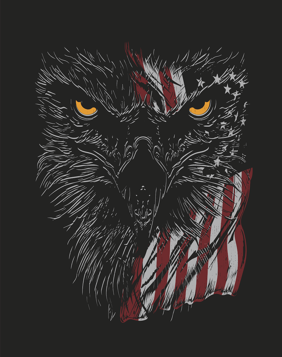 Kick Brass® Eagle Face Flag Tee – Black