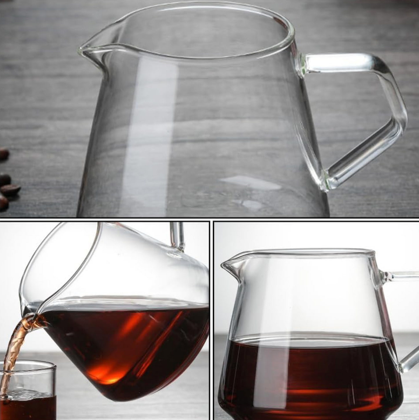 Glass Pour Over Carafe Coffee 400ML + 600ML options.  v60, UFO, Aeropress Glass