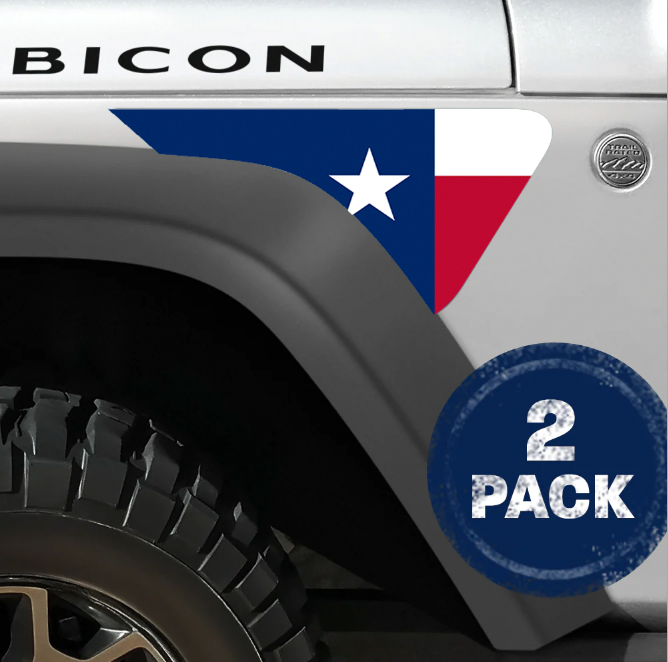 Texas State Flag 2pc Vinyl Fender Decal