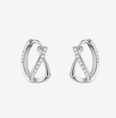 TOPSY TURVY - Sterling Silver and Zircon Hoop Earrings