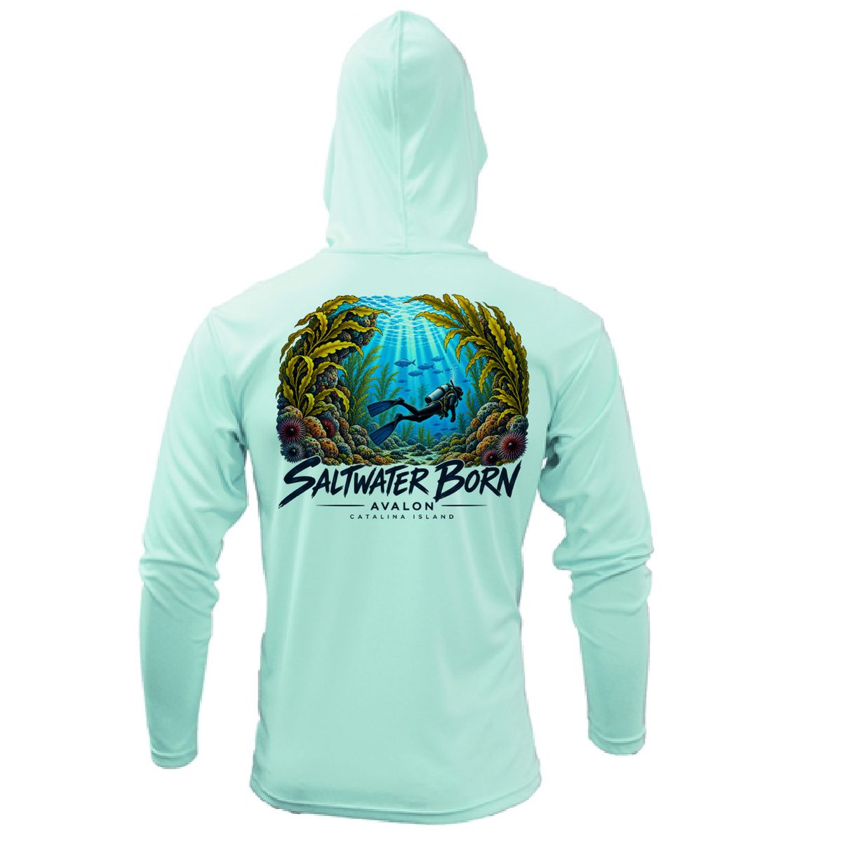 Avalon, CA Underwater Reef Adventure Men's Long Sleeve UPF 50+ Dry-Fit Hoodie