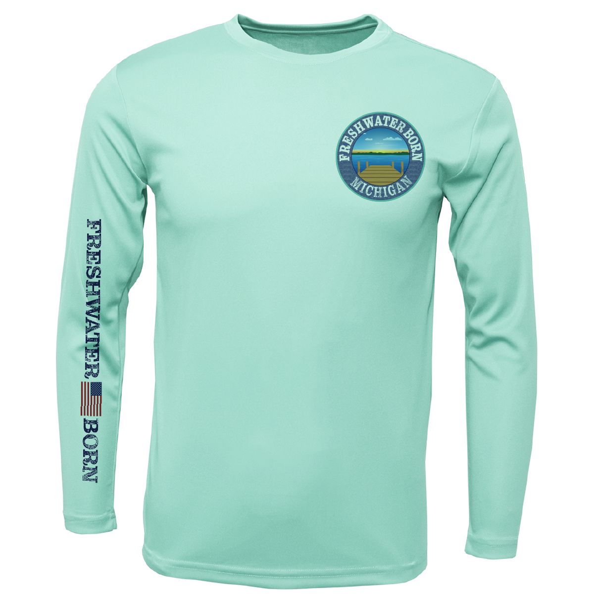 Michigan Freshwater Born "All For Rum and Rum For All" Men's Long Sleeve UPF 50+ Dry-Fit Shirt