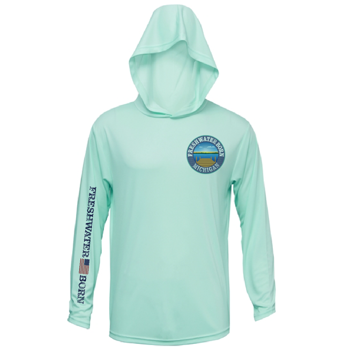 Michigan Freshwater Born Perch Men's Long Sleeve UPF 50+ Dry-Fit Hoodie