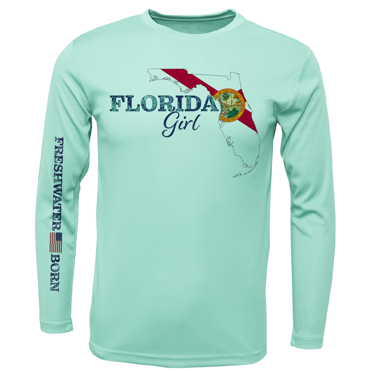 Florida Girl Freshwater Born Girl's Long Sleeve UPF 50+ Dry-Fit Shirt