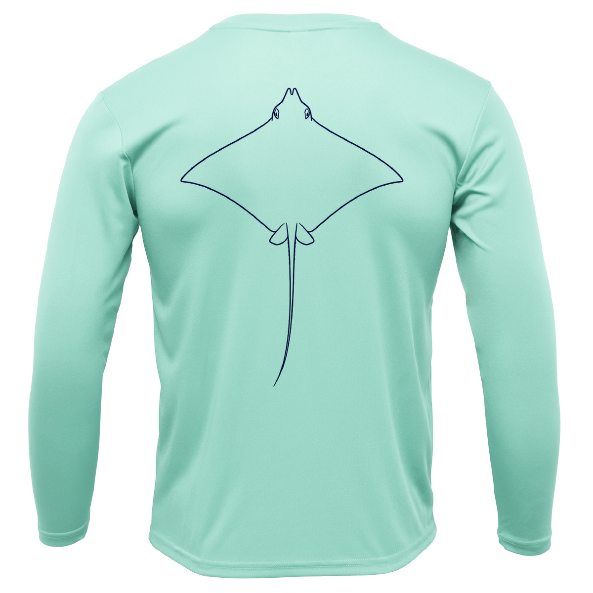Eagle Ray Outline Men's Long Sleeve UPF 50+ Dry-Fit Shirt