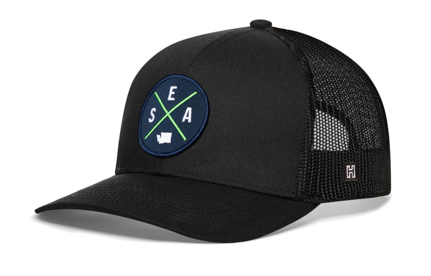 Seattle Trucker Hat  |  Black SEA X Snapback