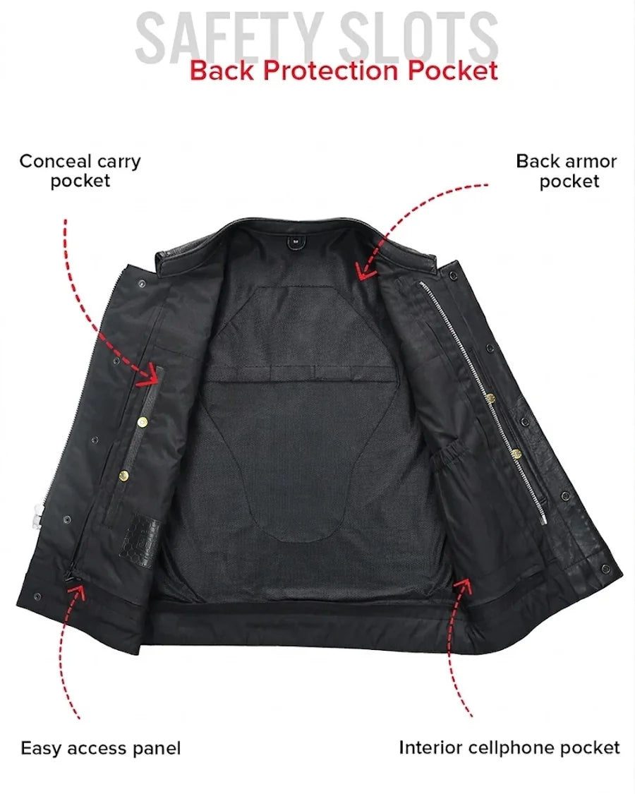 Sharp Shooter Men's Motorcycle Leather Vest