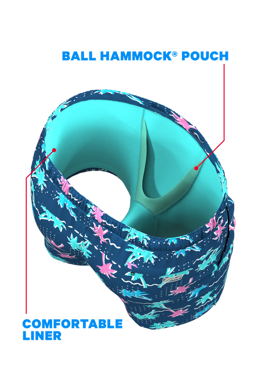 The Shorebreak | Navy Tropical Ball Hammock® Pouch 8" Swim Trunks