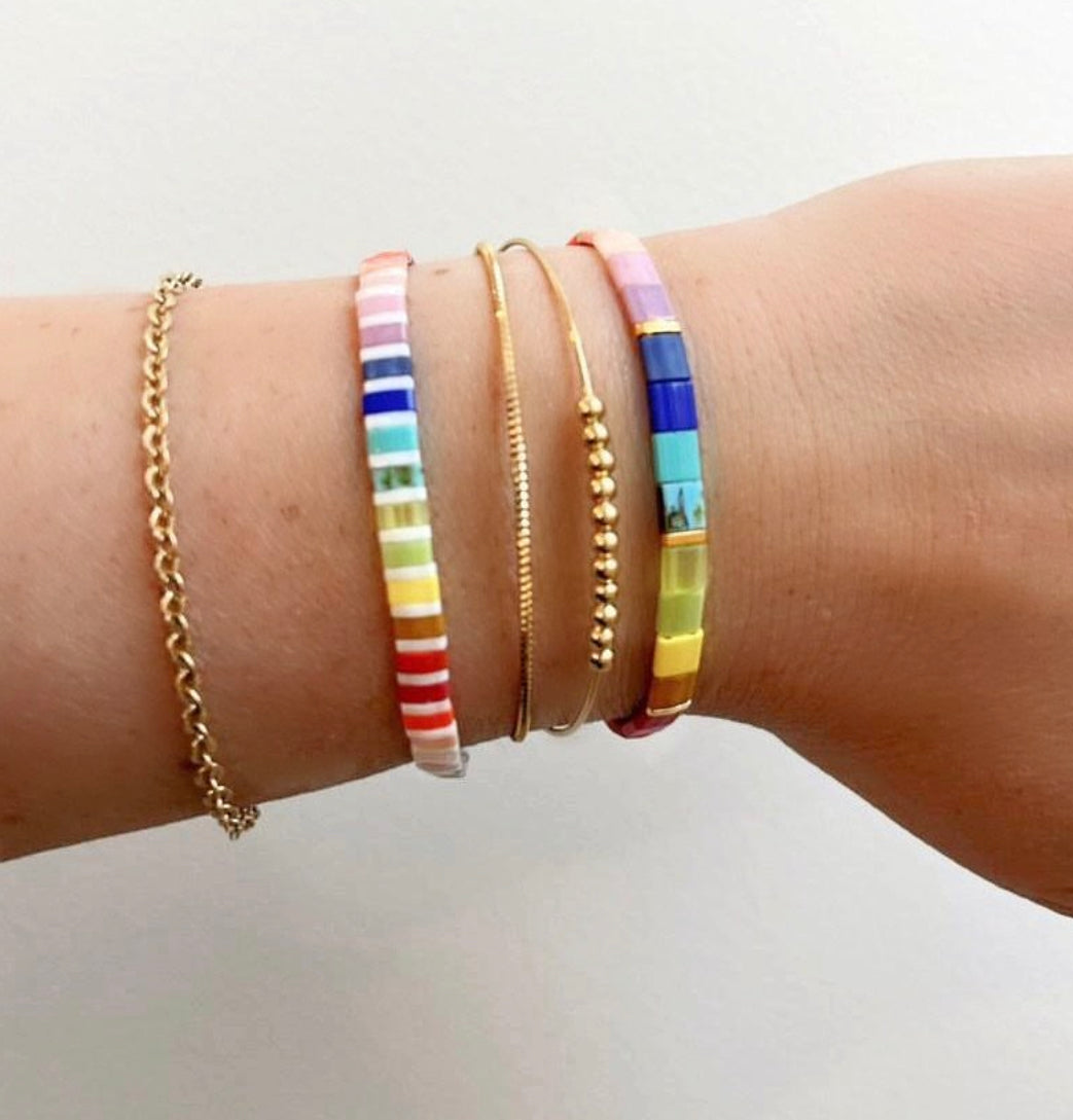 COLOR VIBE - Stack of 3 Tila Bead Bracelets