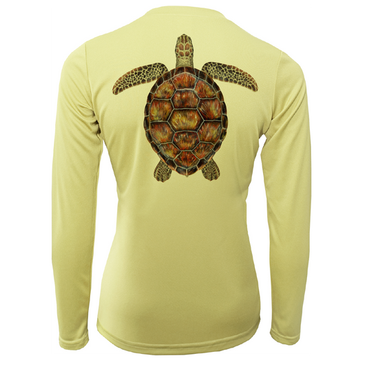 Siesta Key Realistic Turtle Women's Long Sleeve UPF 50+ Dry-Fit Shirt