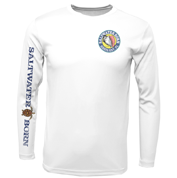 Siesta Key, FL Realistic Turtle Men's Long Sleeve UPF 50+ Dry-Fit Shirt