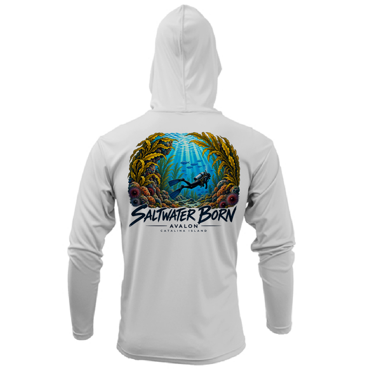 Avalon, CA Underwater Reef Adventure Men's Long Sleeve UPF 50+ Dry-Fit Hoodie