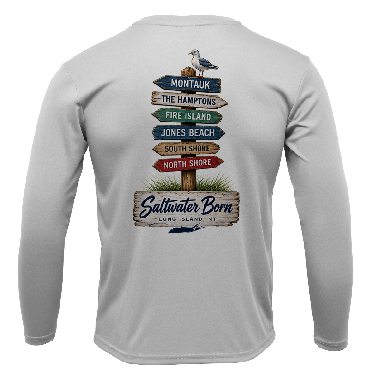 Long Island, NY Signs Men's Long Sleeve UPF 50+ Dry-Fit Shirt
