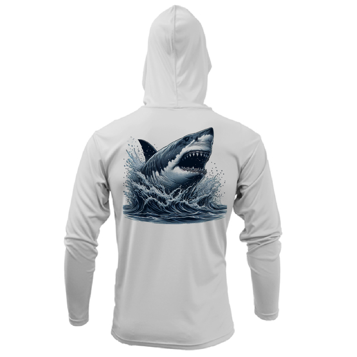 Cape Cod, MA Jaws Men's Long Sleeve UPF 50+ Dry-Fit Hoodie