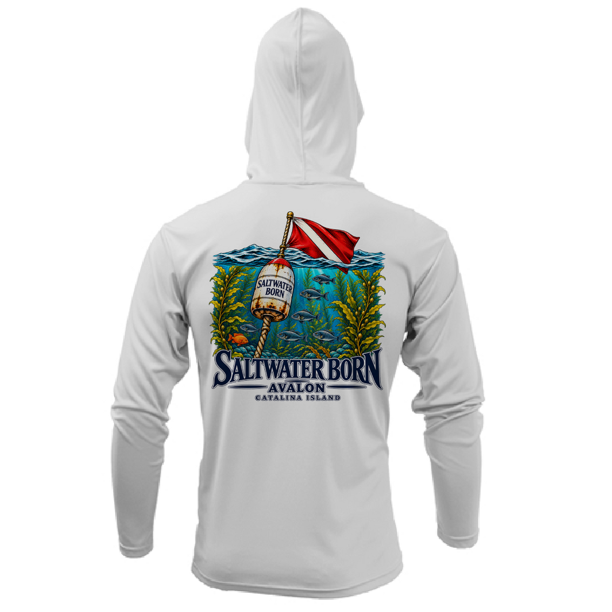 Avalon, CA Dive Flag Buoy Men's Long Sleeve UPF 50+ Dry-Fit Hoodie