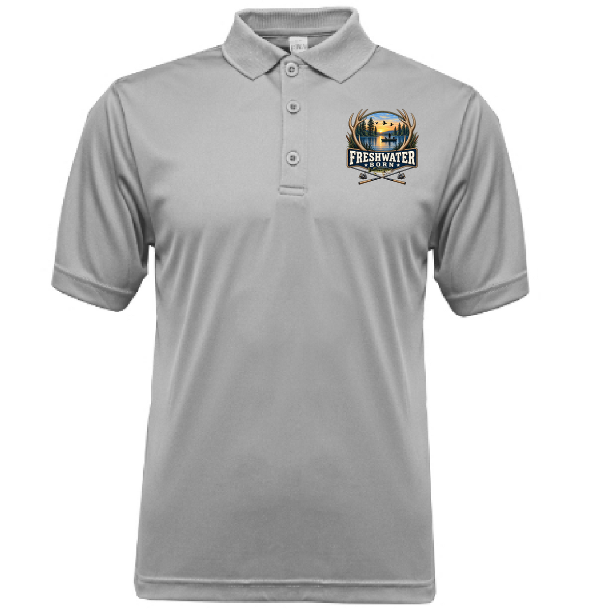 Freshwater Born Lake Life Men's Short Sleeve UPF 50+ Dry-Fit Polo