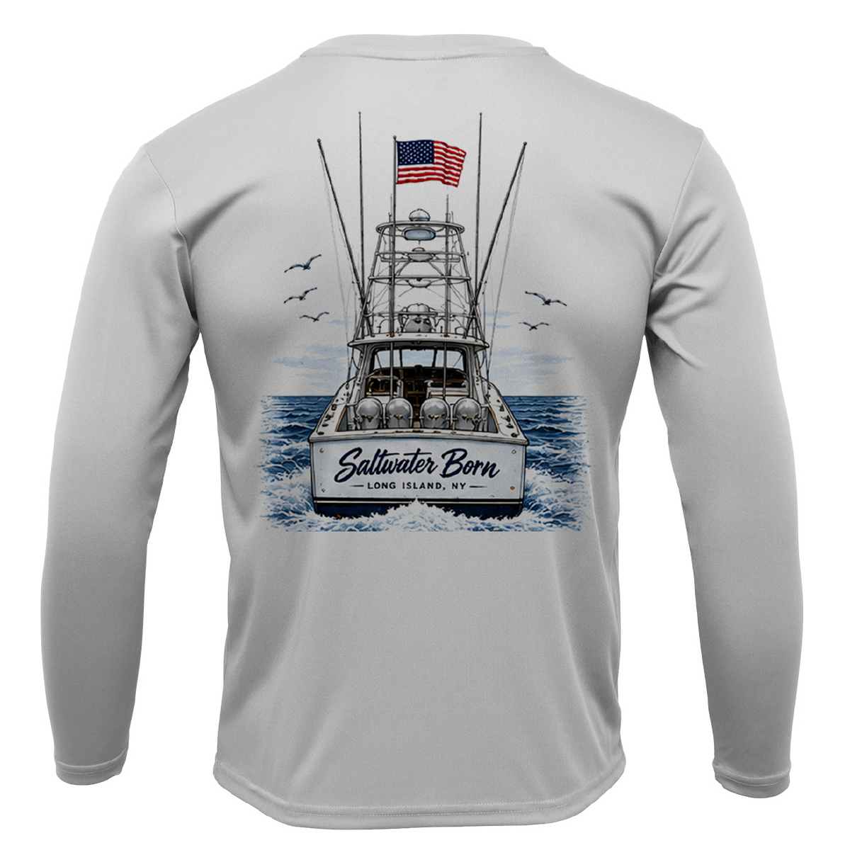 Long Island, NY Saltwater Born Sportfish Men's Long Sleeve UPF 50+ Dry-Fit Shirt