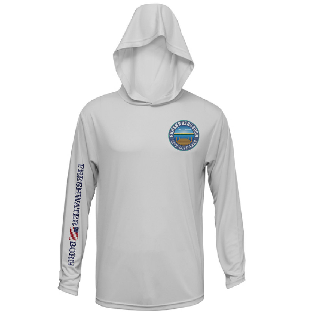 Freshwater Born- Hooked on America Boy's Long Sleeve UPF 50+ Dry-Fit Hoodie