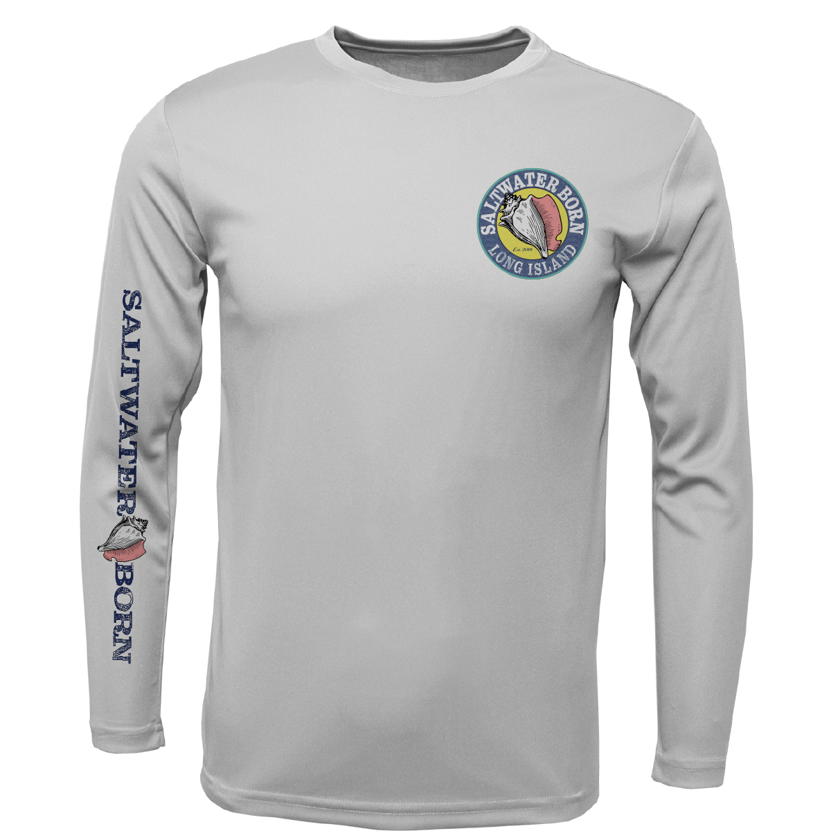 Long Island, NY State Flag Outline Men's Long Sleeve UPF 50+ Dry-Fit Shirt